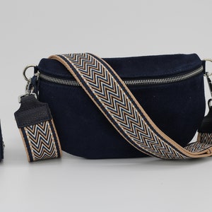 Bandoulière en cuir bleu marine pour femme, bandoulière à motifs pour sacs avec matériel argenté, bandoulière large, bandoulières de sac pour appareil photo image 9