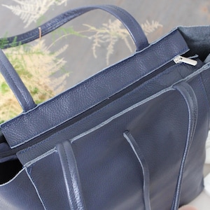 Leder Shopper Bag : Einkaufstasche mit Reißverschluss für Damen Bild 7