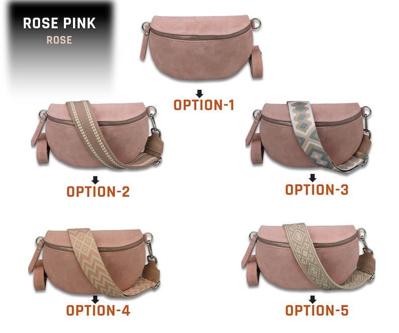 Suede Leather Bag for Women with extra Patterned Straps, Fanny Pack Women Crossbody, with Different Sizes image 8