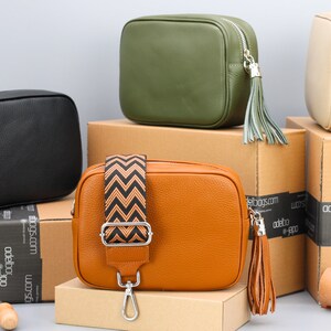 Sac à bandoulière en cuir pour femme avec bretelles à motifs supplémentaires, sac à bandoulière en cuir, sac à bandoulière de différentes couleurs