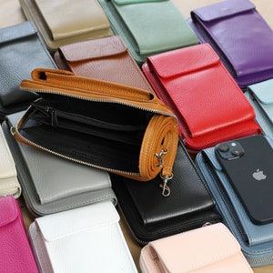 Portafoglio personalizzato per cellulare, borsa a tracolla in pelle, borsa a tracolla, borsa da donna, regalo per lei