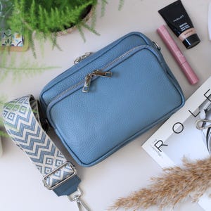 Leder Crossbody Schultertasche für Frauen mit extra gemusterten Riemen, Leder Schultertasche, Crossbody Bag mit verschiedenen Farben