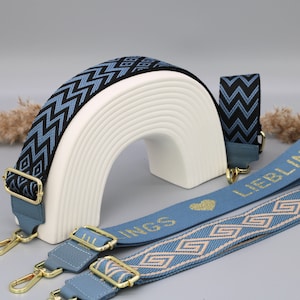 Jeans Blue Leather Bag Strap for Women , Strap for Bags with Gold Hardware, Wide Strap Shoulder Strap, camera bag straps, Fabric Bag Strap