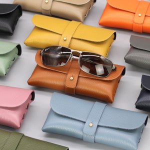 Leather Glasses Case, Minimal Eyeglasses Case for Women, Personalized Soft Glasses Holder, Christmas Gift