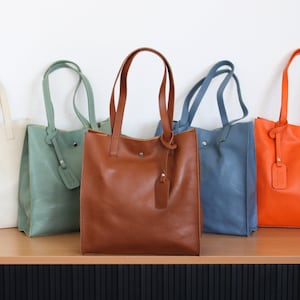 Leder Shopper Tasche für Frauen, Frauen Umhängetasche, Große Beutel Tasche, Tragetasche mit Reißverschlusstasche, Geschenk für Sie