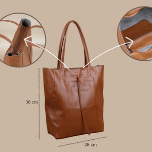 Leder Shopper Bag : Einkaufstasche mit Reißverschluss für Damen Bild 5