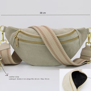 Suede Leather Belly Bag for Women with extra Patterned Strap Options, Leather Shoulder Bag, Crossbody Bag with Different Colors Bild 10