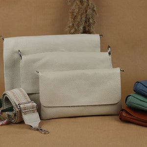Schlanke Ledertasche, Crossbody Schultertasche für Frauen mit extra gemusterten Riemen, Leder Schultertasche, Crossbody Tasche mit verschiedenen Farben