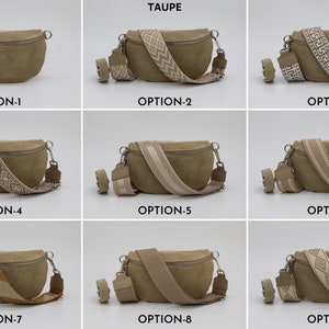 Wildleder Bauchtasche für Frauen mit extra gemusterten Trägern, Leder Schultertasche, Crossbody Tasche mit verschiedenen Größen Bild 4