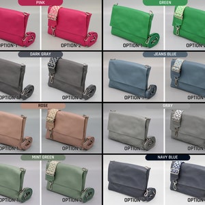 Slim Leather Bag, Crossbody Shoulder Bag for Women with extra Patterned Straps, Leather Shoulder Bag, Crossbody Bag with Different Colors image 4