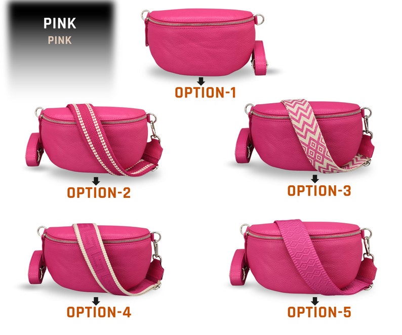 Leather Belly Bag for Women with extra Patterned Straps, Fanny Pack Women Crossbody, Summer Colors, with Different Sizes image 10