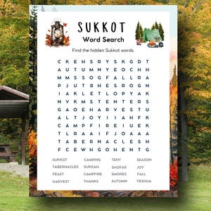 Sukkot Word Search Puzzle: Feast of Tabernacles Fall Holiday Activity (PDF Download)