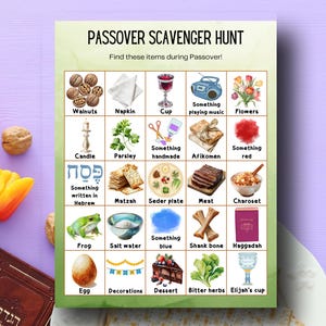 Búsqueda del tesoro de Pésaj: actividad imprimible para niños sobre la festividad judía; descarga instantánea en PDF de Pésaj