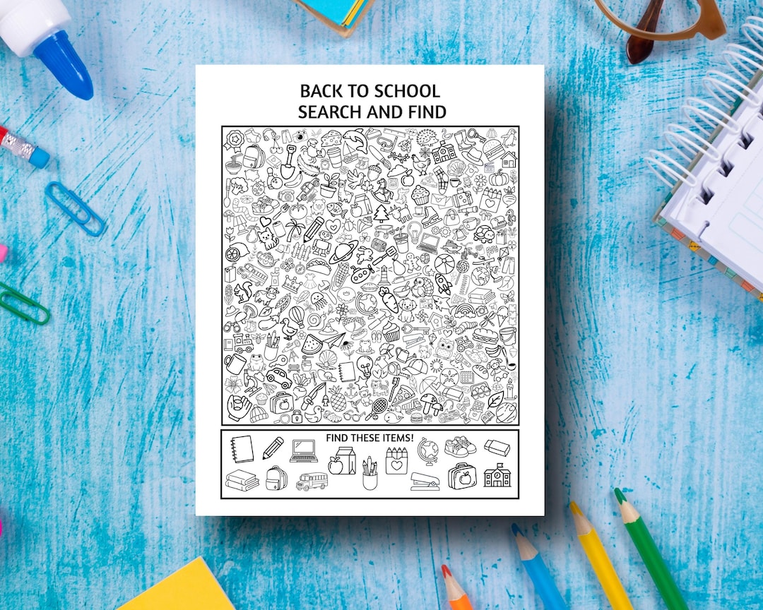 Back to School Search and Find Printable Hidden Object Game