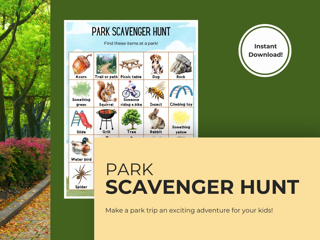Park Scavenger Hunt, Printable Educational Outdoor Activity for Kids ...