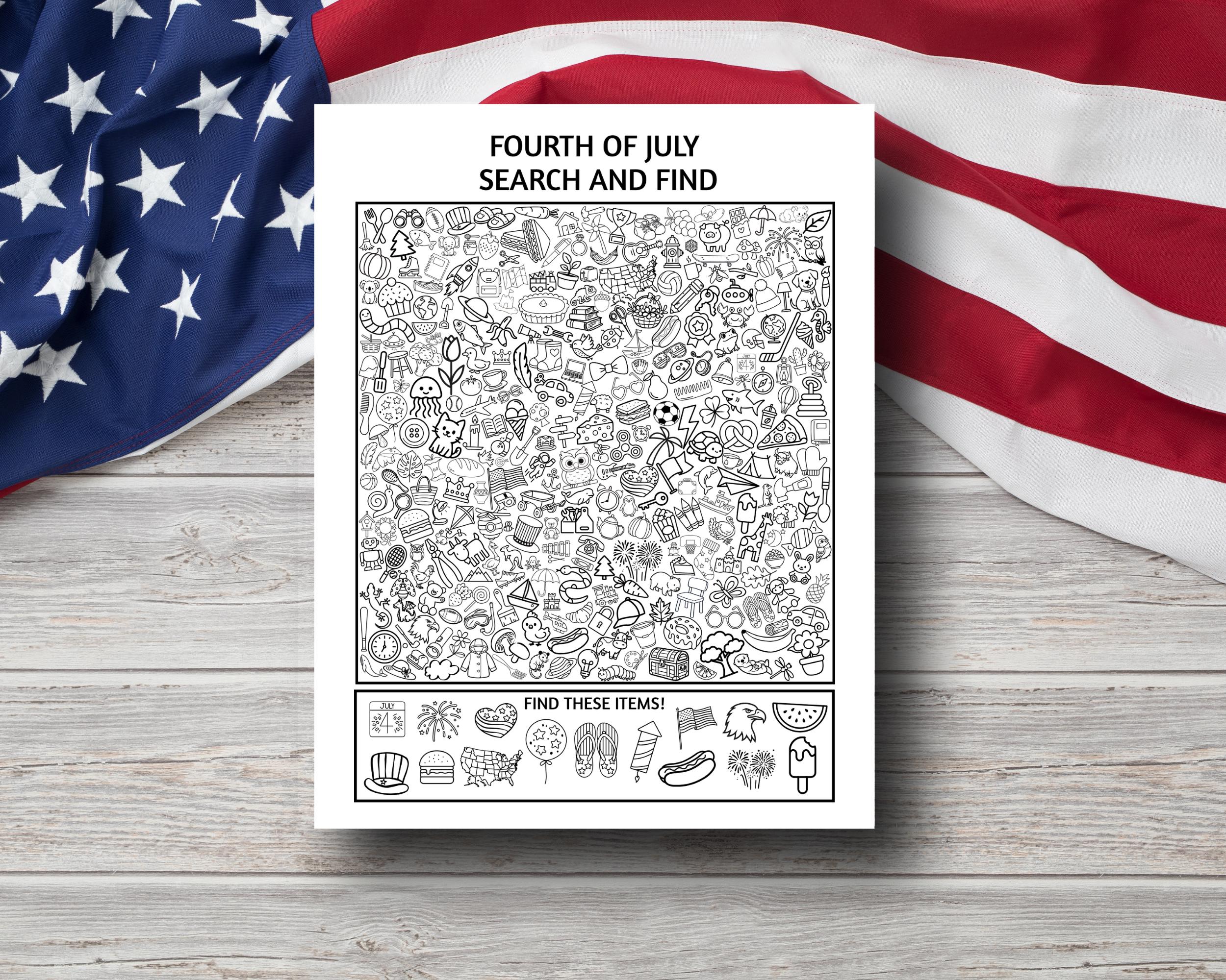 Fourth of July Search and Find Activity: Patriotic Hidden Object Game ...