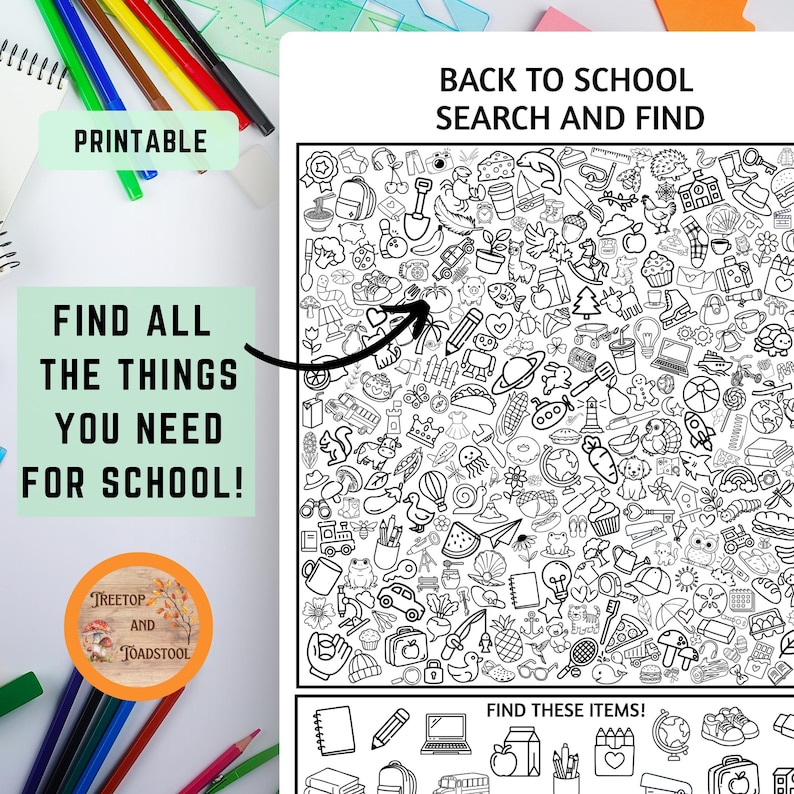 Back to School Search and Find : Printable Hidden Object Game ...