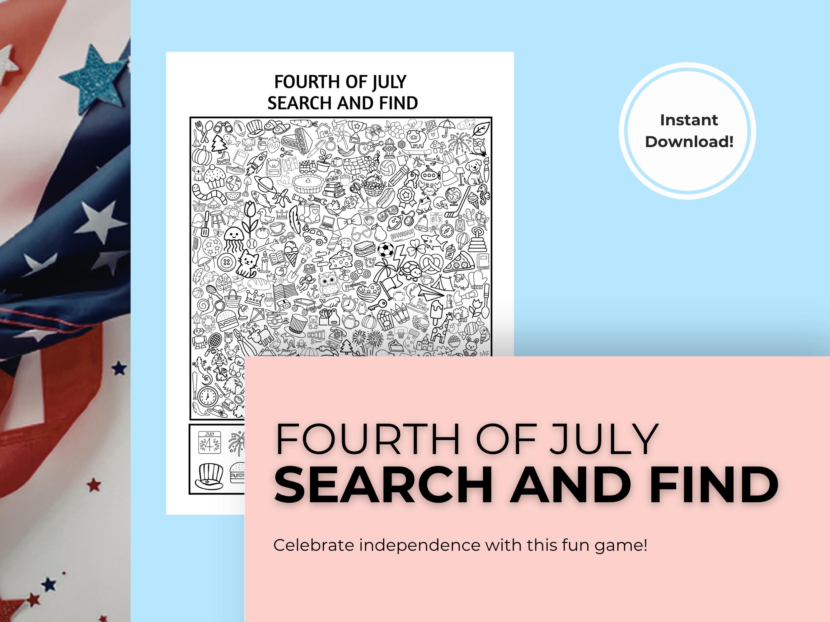 Fourth of July Search and Find Activity: Patriotic Hidden Object Game ...