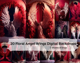 20 x Digital Backdrops, Angel Wings Digital Backgrounds, Maternity Backdrop Overlays, Studio Backdrops, Photoshop Fine Art Textures