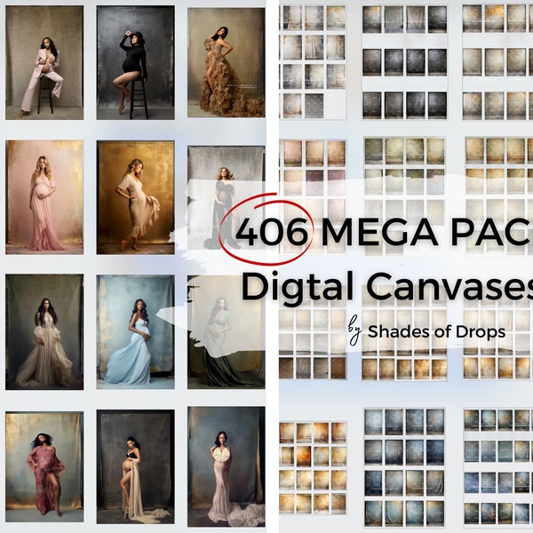 406 MEGA PACK Fine Art Hand Painted Canvas Digital Backdrops, Canvas Backdrops, Photography Digital Backgrounds, Photoshop Textures Overlays