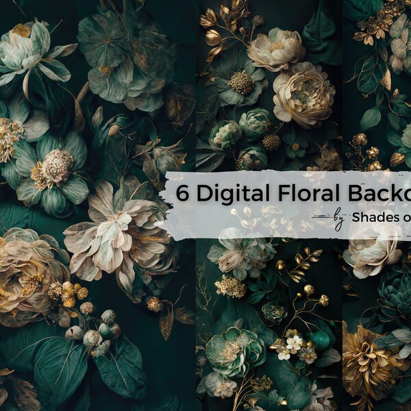 6 Fine Art Floral Digital Backdrops, Maternity Backdrop Overlays, Photography Digital Background Overlays, Photoshop Textures Overlays