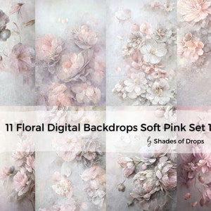 11 Fine Art Floral Digital Backdrops, Maternity Backdrop Overlays, Photography Digital Background Overlays, Photoshop Textures Overlays