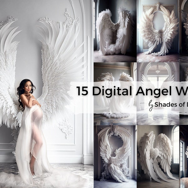15 x Digital Backdrops, Angel Wings Digital Backgrounds, Maternity Backdrop Overlays, Studio Backdrops, Photoshop Fine Art Textures