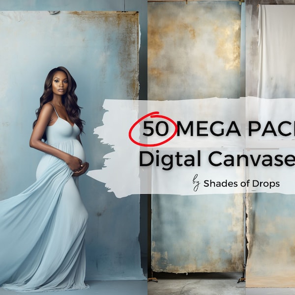 50 Fine Art Hand Painted Canvas Digital Backdrops, Blue Maternity Backdrops, Photography Digital Backgrounds, Photoshop Textures Overlays