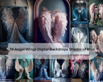 19 x Digital Backdrops, Angel Wings Digital Backgrounds, Maternity Backdrop Overlays, Studio Backdrops, Photoshop Fine Art Textures