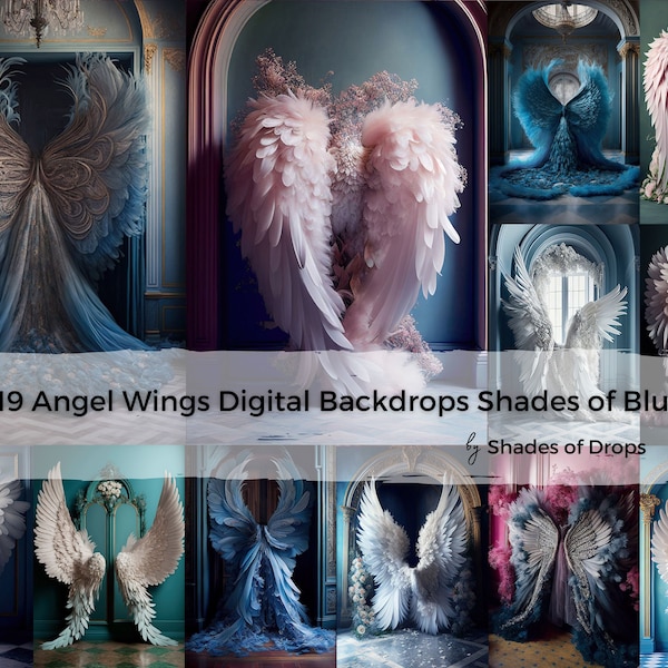 19 x Digital Backdrops, Angel Wings Digital Backgrounds, Maternity Backdrop Overlays, Studio Backdrops, Photoshop Fine Art Textures