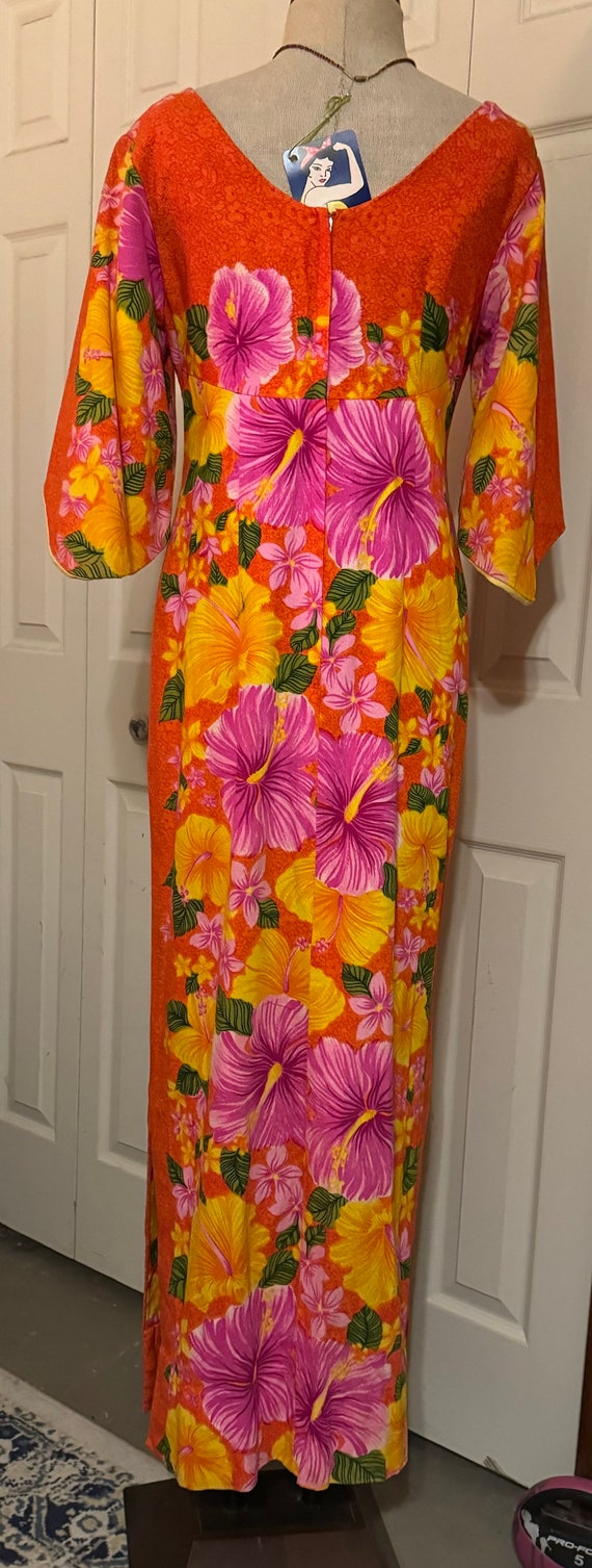 1960’s vintage barkcloth Hawaiian dress BEAUTIFUL… - image 5