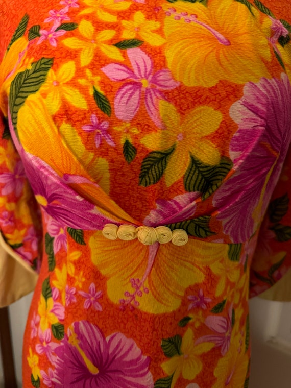 1960’s vintage barkcloth Hawaiian dress BEAUTIFUL… - image 3