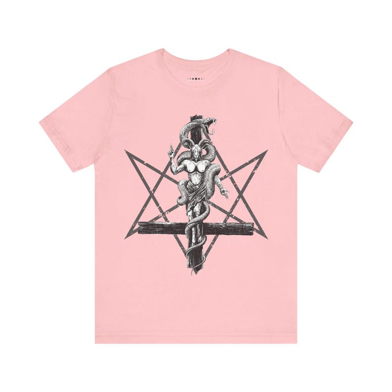 Baphomet Tee, Occult Gothic Tee, Satanic Symbol Shirt, Witchcraft Unisex Top, Pentagram Tshirt, Dark Arts Clothing, Gothic Fashion Apparel image 9