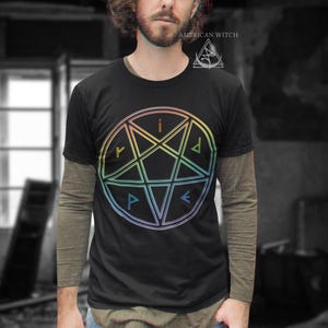 Pride Pentagram Rund Neck T-shirt, Witchy Pride, Witchcore-tröja, 5-Point Pride, Goth Pride-t-shirt