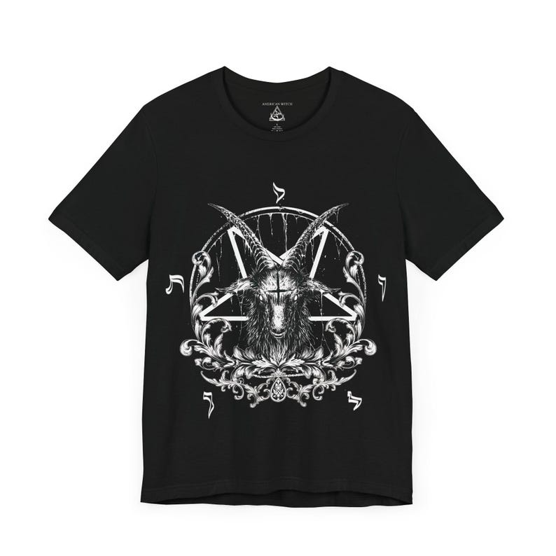Koszulka z gotyckim pentagramem, koszulka unisex z okrągłym dekoltem Baphomet i Beauty, prezent dla gotów, prezent dla czarownic, koszulka Witchcore zdjęcie 8