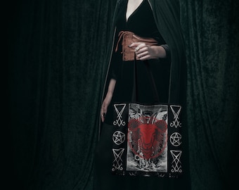 Goth Bag, Baphomet, Purse, Goth Aesthetic, Gothic Aesthetic, Gifts for her, Unisex, Tote Bags, Bags tote, Satan, Satanic Tote, Baphomet bag
