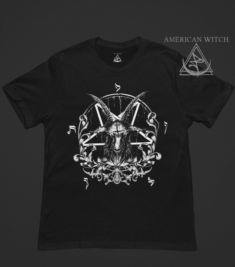 Koszulka z gotyckim pentagramem, koszulka unisex z okrągłym dekoltem Baphomet i Beauty, prezent dla gotów, prezent dla czarownic, koszulka Witchcore zdjęcie 5