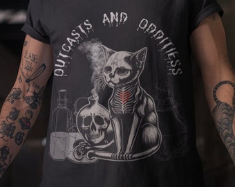 Outcasts and Oddities shirt, Cat shirt, Skull Shirt, Gift for women, Spooky, Black Cat shirt, Halloween shirt, Halloween cat shirt, Unisex