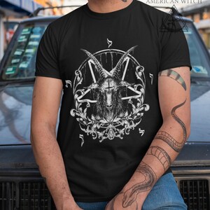 Koszulka z gotyckim pentagramem, koszulka unisex z okrągłym dekoltem Baphomet i Beauty, prezent dla gotów, prezent dla czarownic, koszulka Witchcore zdjęcie 4