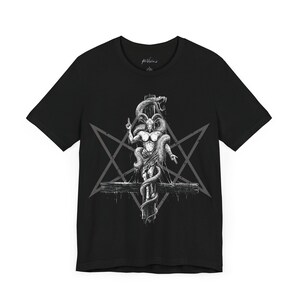 Baphomet Tee, Occult Gothic Tee, Satanic Symbol Shirt, Witchcraft Unisex Top, Pentagram Tshirt, Dark Arts Clothing, Gothic Fashion Apparel image 3