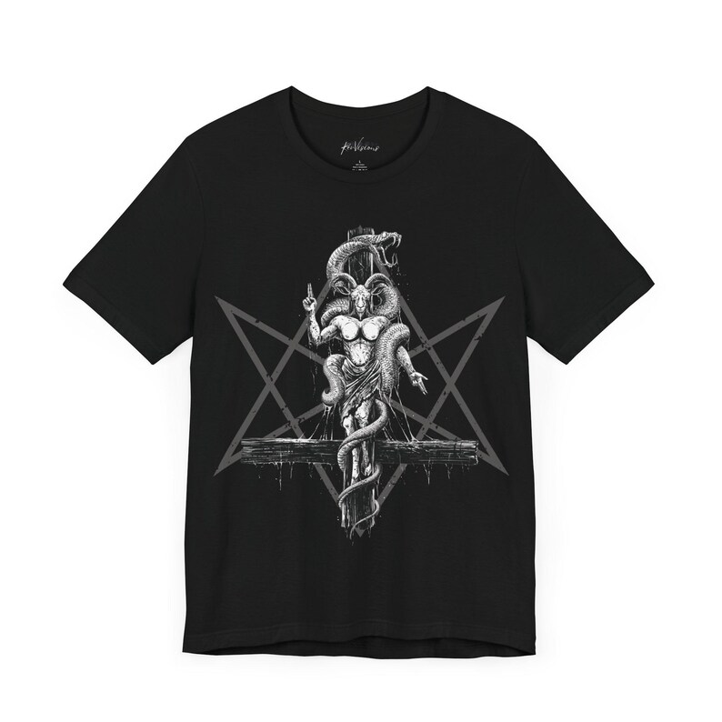 Baphomet Tee, Occult Gothic Tee, Satanic Symbol Shirt, Witchcraft Unisex Top, Pentagram Tshirt, Dark Arts Clothing, Gothic Fashion Apparel image 3