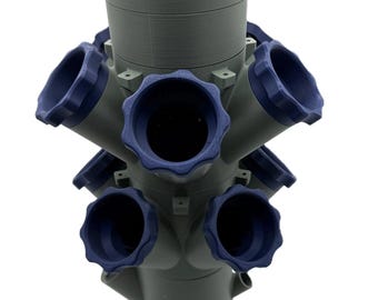 Hydroponic Tower – DIY Vertical Garden System | Modular & Expandable | 10, 20, 30, or 40 Baskets | Green with Blue Baskets