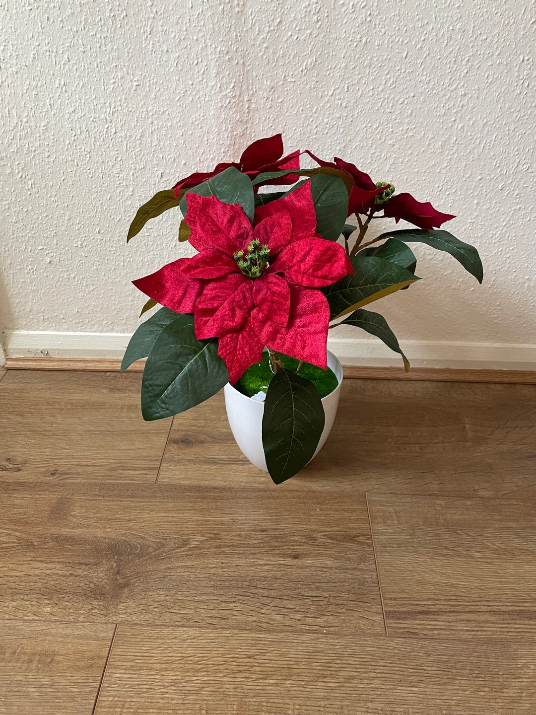 Artificial Poinsettia Plant in Pot Etsy UK
