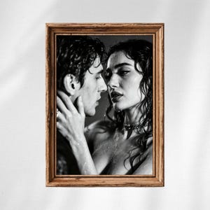 Sensual Romantic Couple Wall Art - Intimate Black and White Portrait Print, Sensual Art for Bedroom, Lovers Poster, Intimate Bedroom Decor