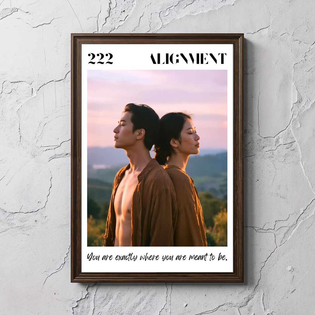 222 Alignment Angel Number Print: Couple on Mountain, Spiritual Zen Art ...