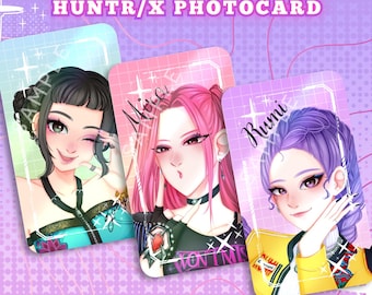 Kpop demon hunters photocards, Rumi, Mira, Zoey, Huntrix, Jinu