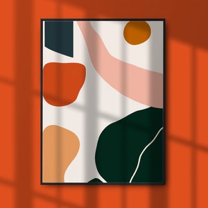 Friedliche Boho abstrakte Wandkunst, inspirierende und beruhigende Töne für Zen-Atmosphäre, ruhige Wohnkultur, abstraktes Poster in heiteren Boho-Farbtönen