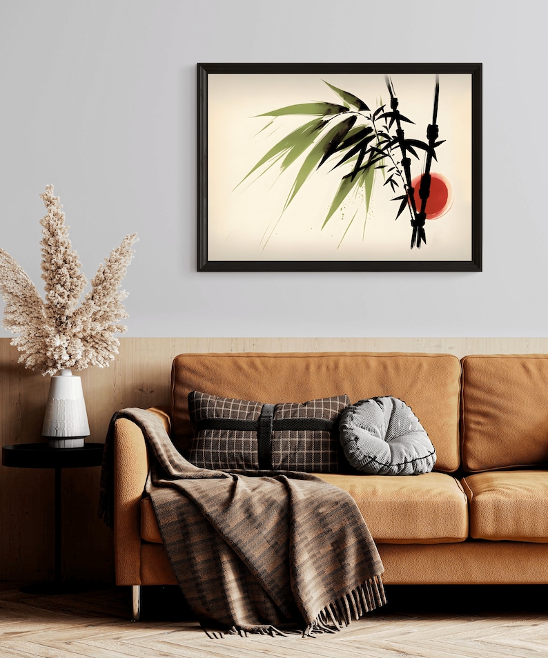 Sumi-e Art Print, Zen Bamboo Wall Decor, Japanese Wall Art, Home Decor ...