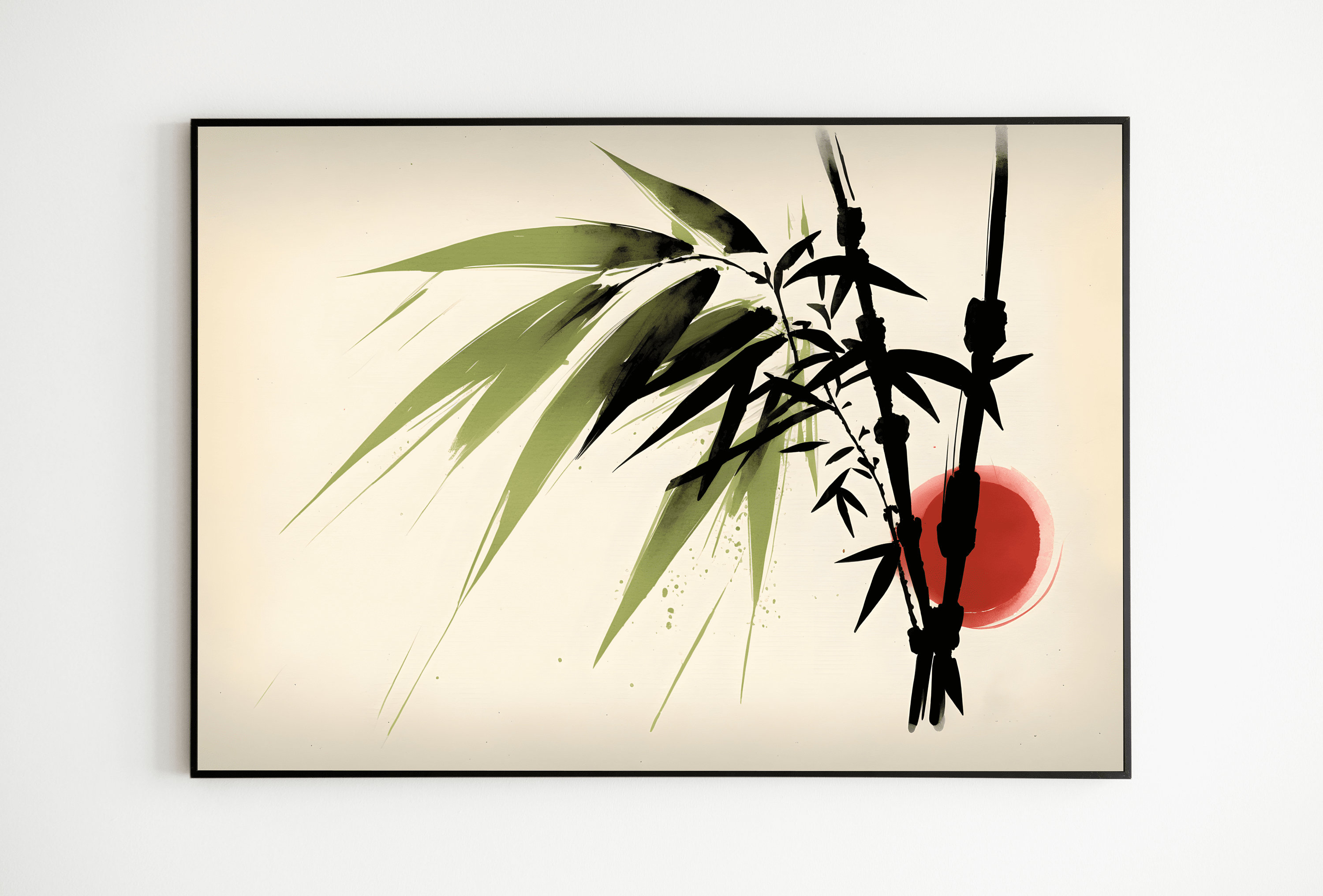 Sumie Art Print, Zen Bamboo Wall Decor, Japanese Wall Art, Home Decor
