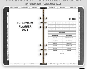 Supermom Digital Planner 2024, 2025, 2026 Dated Goodnotes Planner iPad Planner Digital Mom Planner, Household Planner Digital Journal